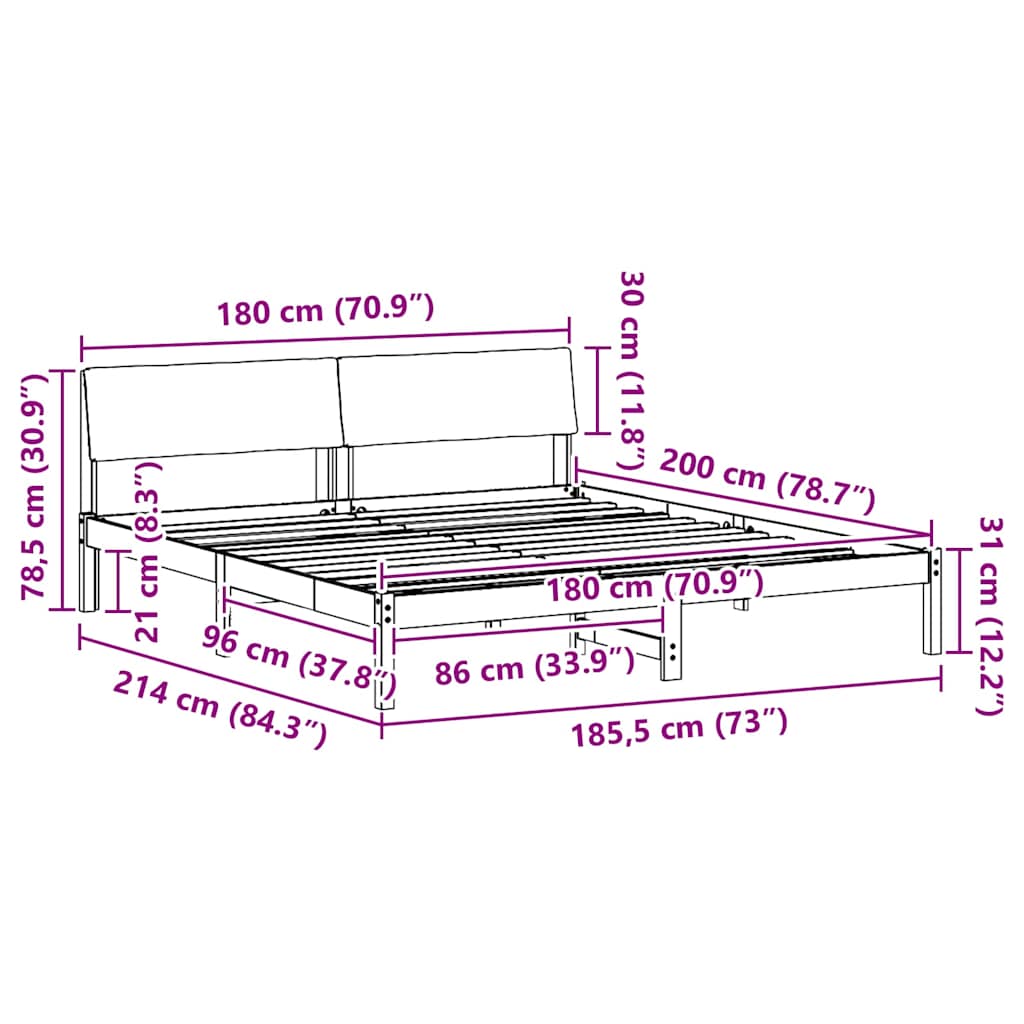 vidaXL Σκελετός Κρεβατιού Καφέ και ανοιχτό γκρι 180 x 200 cm