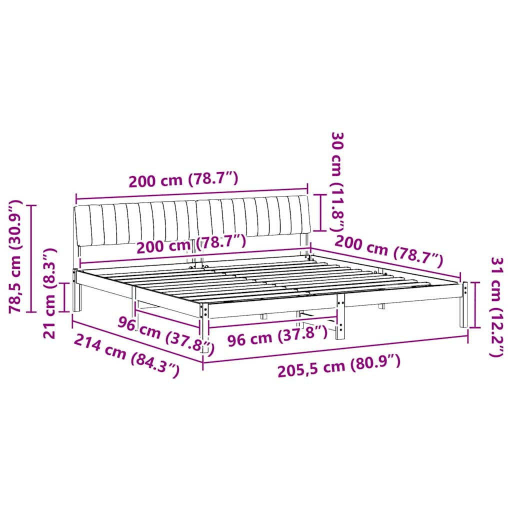 vidaXL Σκελετός Κρεβατιού Καφέ και ανοιχτό γκρι 200 x 200 cm