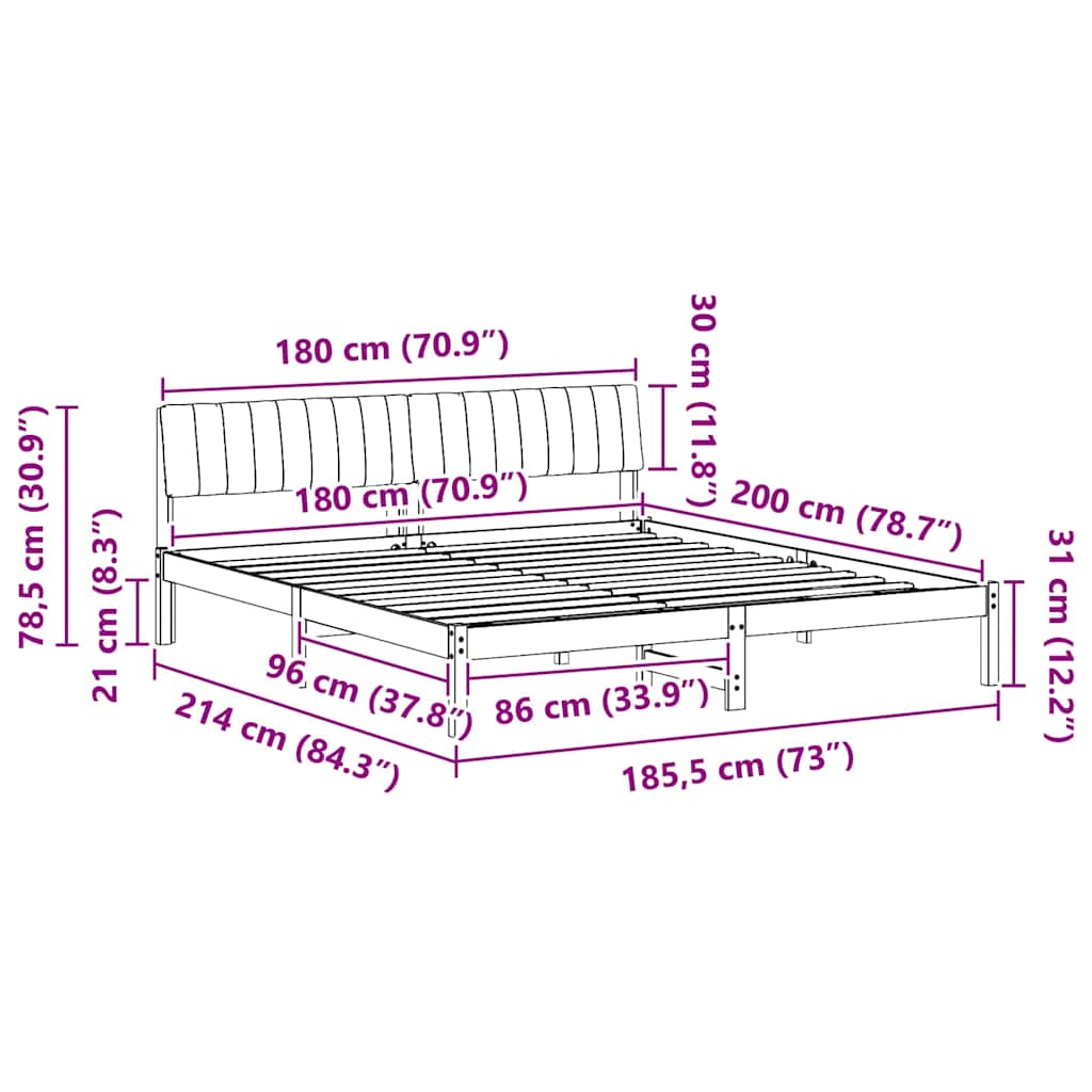vidaXL Σκελετός Κρεβατιού Καφέ και ανοιχτό γκρι 180 x 200 cm