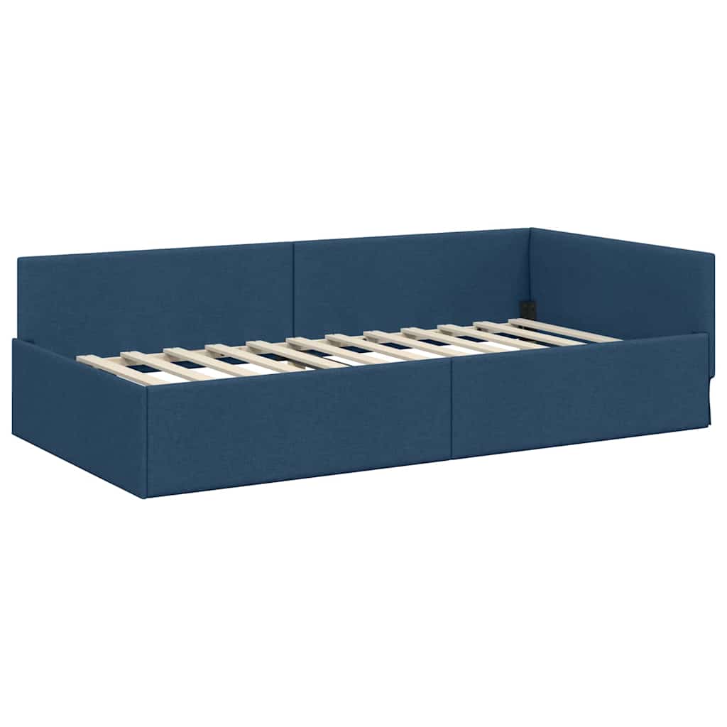 vidaXL Κρεβάτι γωνίας με στρώμα Άλλο με κεφαλάρι 2 pcs Μπλε ύφασμα