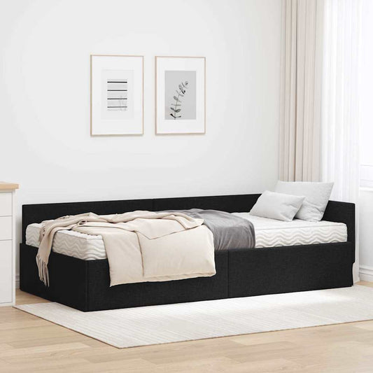 vidaXL Κρεβάτι γωνίας με στρώμα Άλλο με κεφαλάρι 2 pcs Πράσινο ύφασμα