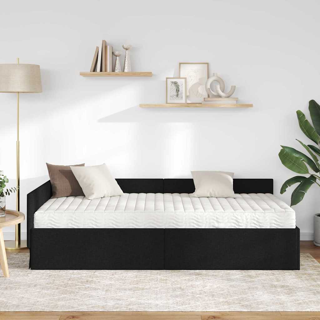 vidaXL Κρεβάτι γωνίας με στρώμα Άλλο με κεφαλάρι 2 pcs Πράσινο ύφασμα