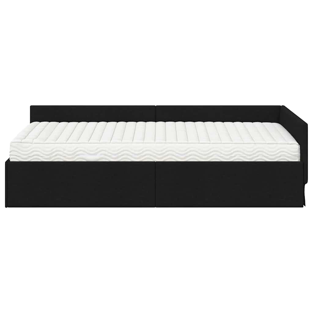 vidaXL Κρεβάτι γωνίας με στρώμα Άλλο με κεφαλάρι 2 pcs Πράσινο ύφασμα