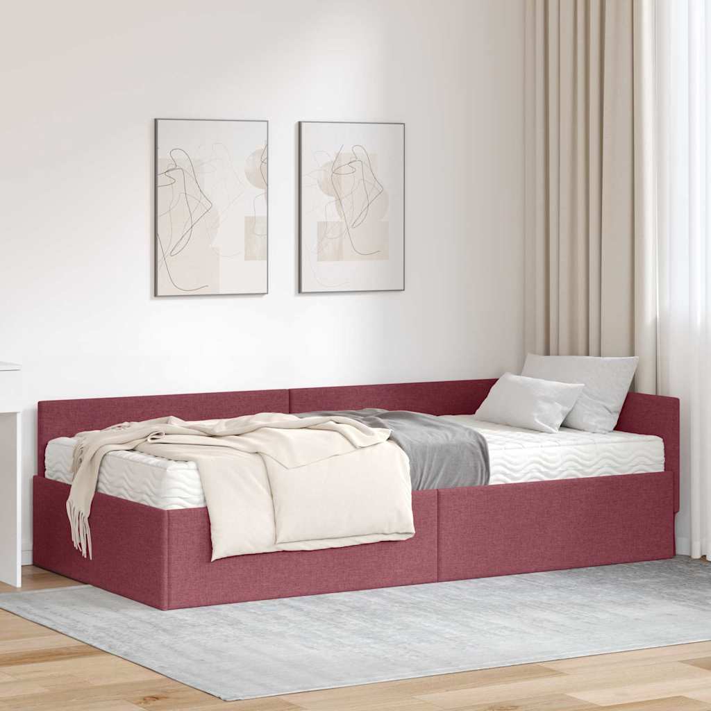 vidaXL Κρεβάτι γωνίας με στρώμα Άλλο με κεφαλάρι 2 pcs Γκρι ύφασμα