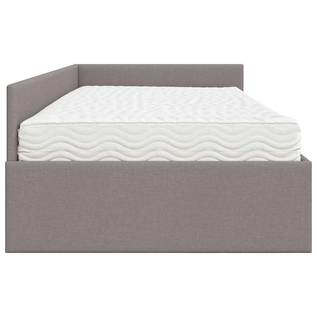 vidaXL Κρεβάτι γωνίας με στρώμα Άλλο με κεφαλάρι 2 pcs Taupe ύφασμα