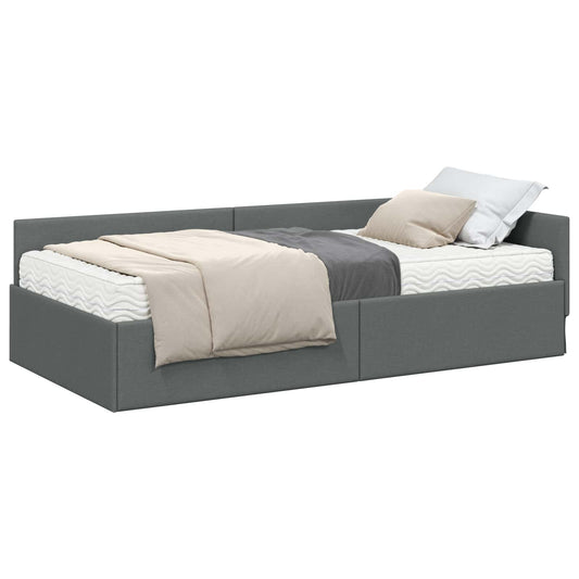 vidaXL Κρεβάτι γωνίας με στρώμα Άλλο με κεφαλάρι 2 pcs Γκρι ύφασμα