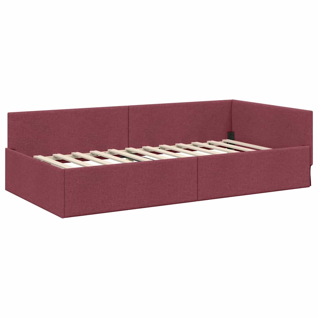 vidaXL Κρεβάτι γωνίας με στρώμα Άλλο με κεφαλάρι 2 pcs Γκρι ύφασμα