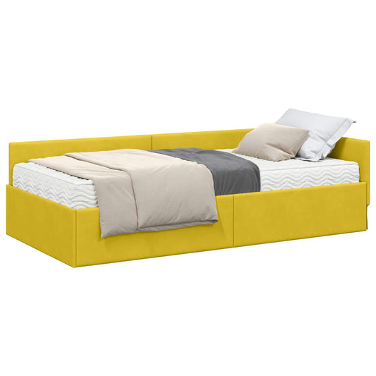 vidaXL Κρεβάτι γωνίας με στρώμα Άλλο με κεφαλάρι 2 pcs Πράσινο Βελούδο