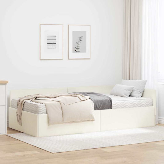 vidaXL Κρεβάτι γωνίας με στρώμα Άλλο με κεφαλάρι 2 pcs Γκρι Βελούδο