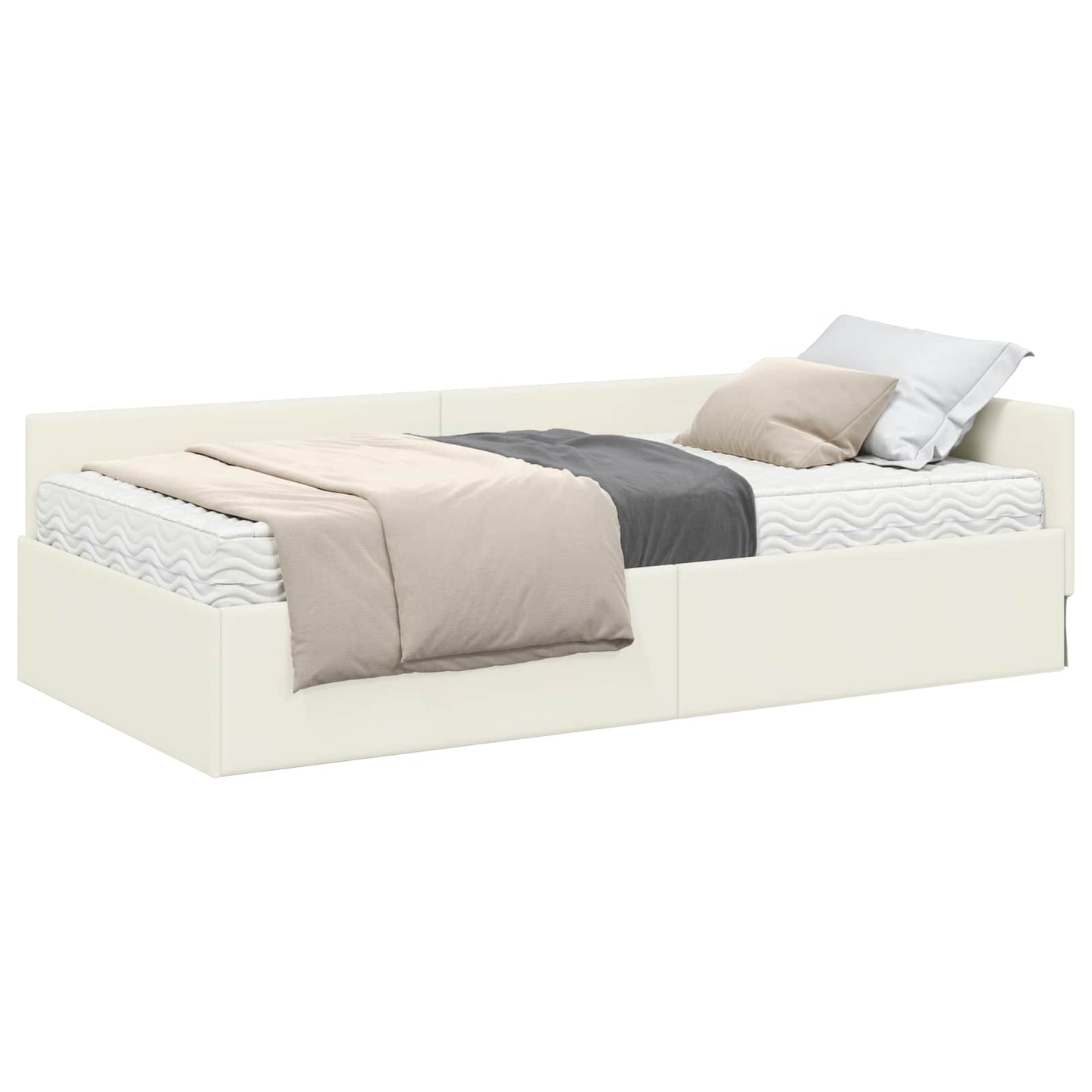 vidaXL Κρεβάτι γωνίας με στρώμα Άλλο με κεφαλάρι 2 pcs Γκρι Βελούδο