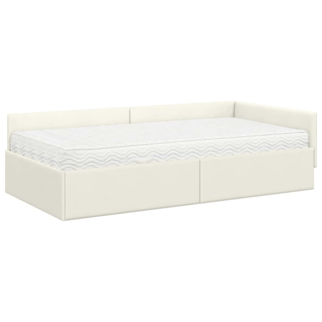 vidaXL Κρεβάτι γωνίας με στρώμα Άλλο με κεφαλάρι 2 pcs Γκρι Βελούδο