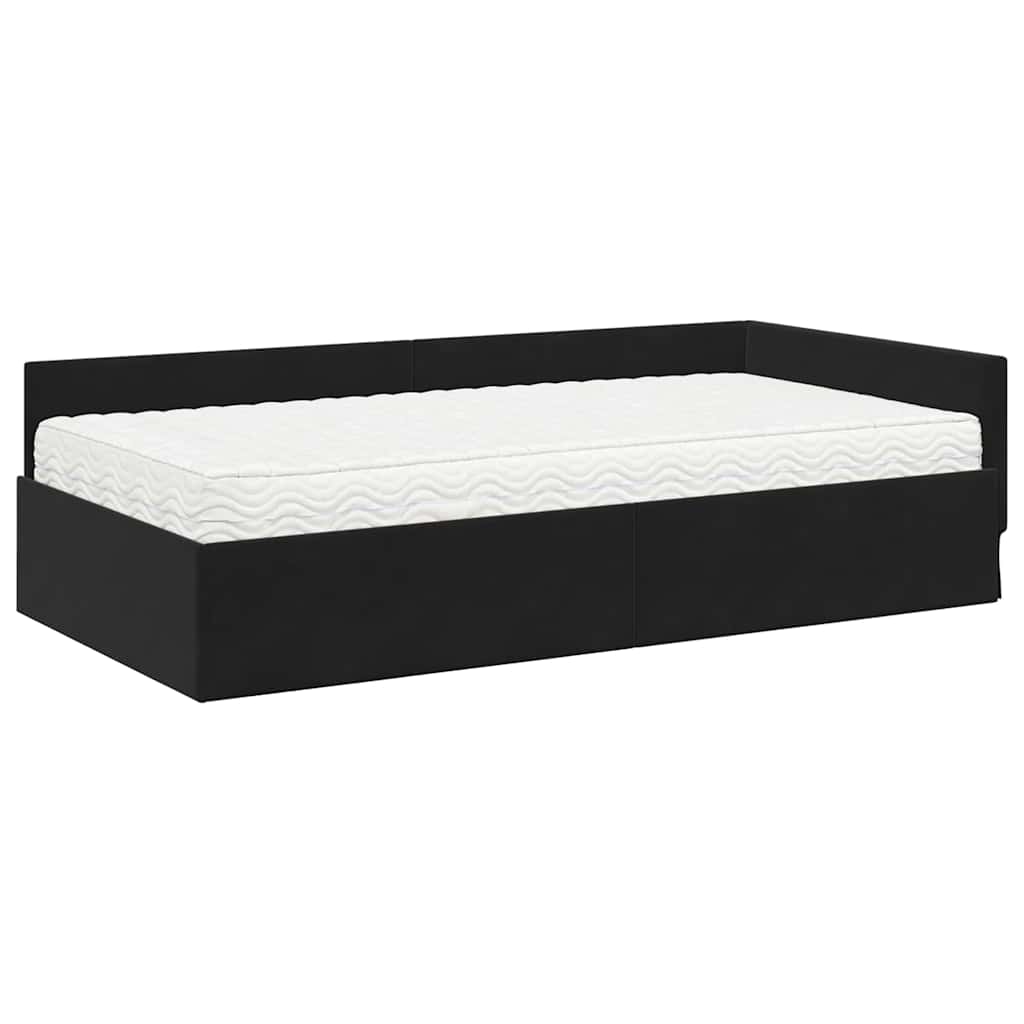 vidaXL Κρεβάτι γωνίας με στρώμα Άλλο με κεφαλάρι 2 pcs Μαύρο Βελούδο
