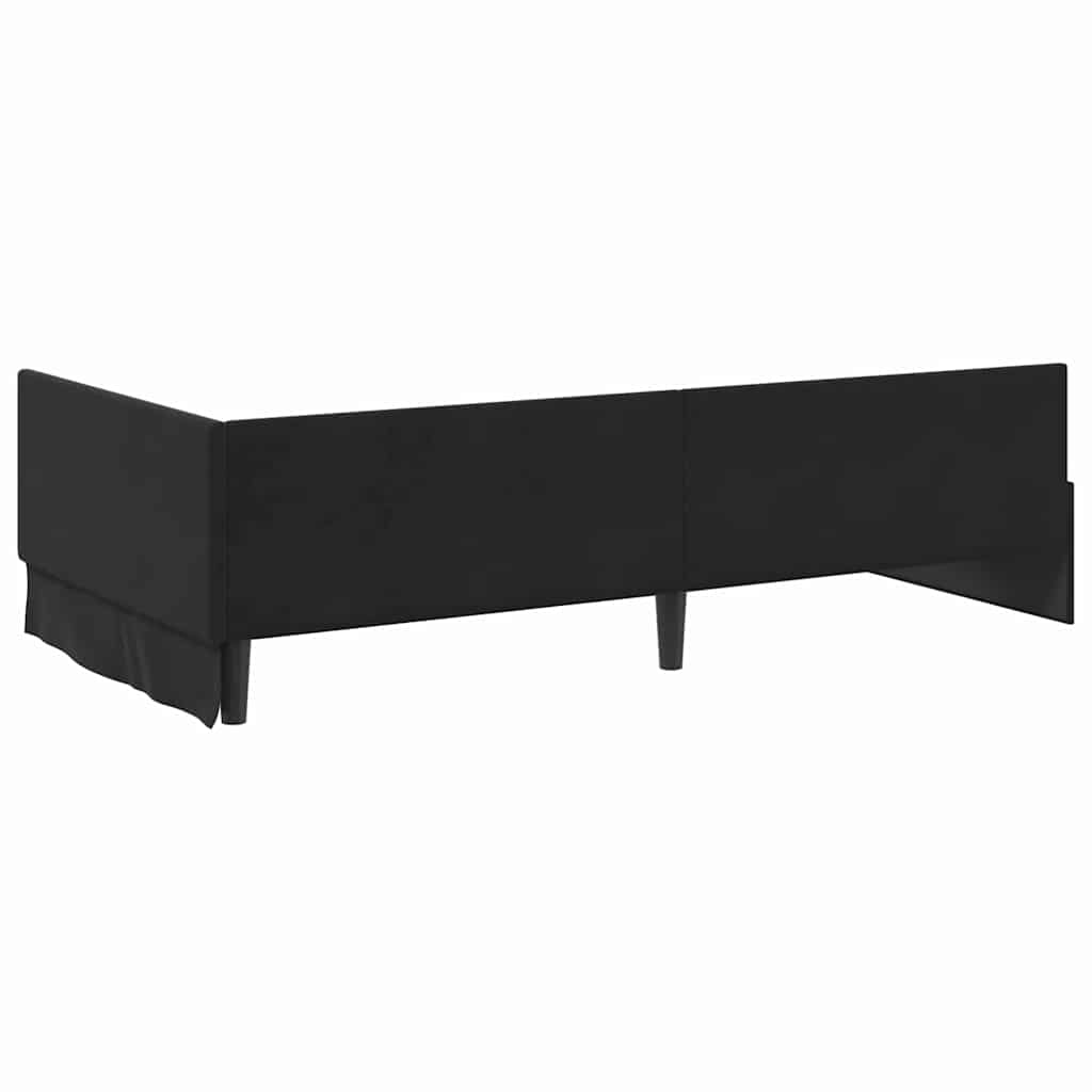 vidaXL Κρεβάτι γωνίας με στρώμα Άλλο με κεφαλάρι 2 pcs Μαύρο Βελούδο