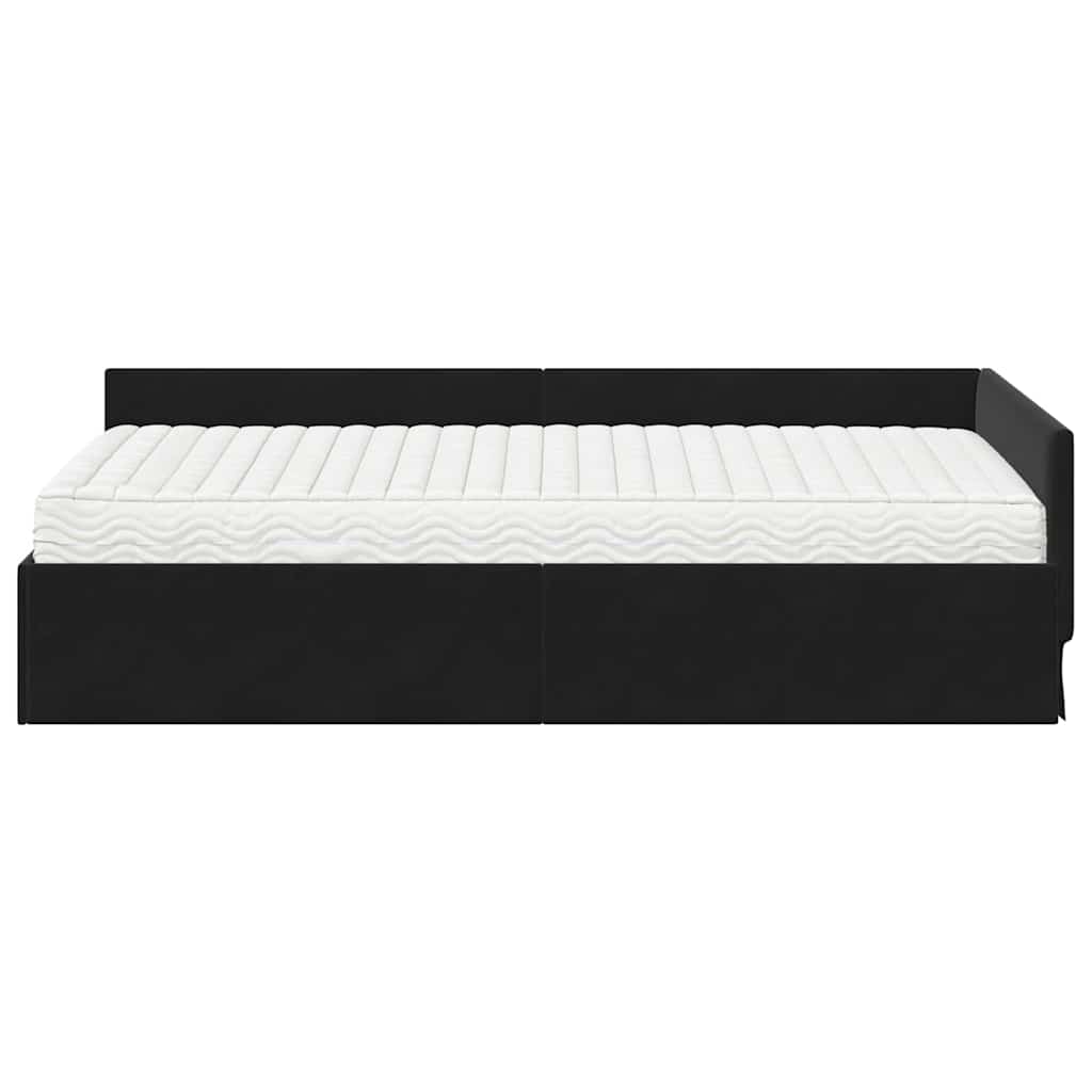 vidaXL Κρεβάτι γωνίας με στρώμα Άλλο με κεφαλάρι 2 pcs Μαύρο Βελούδο