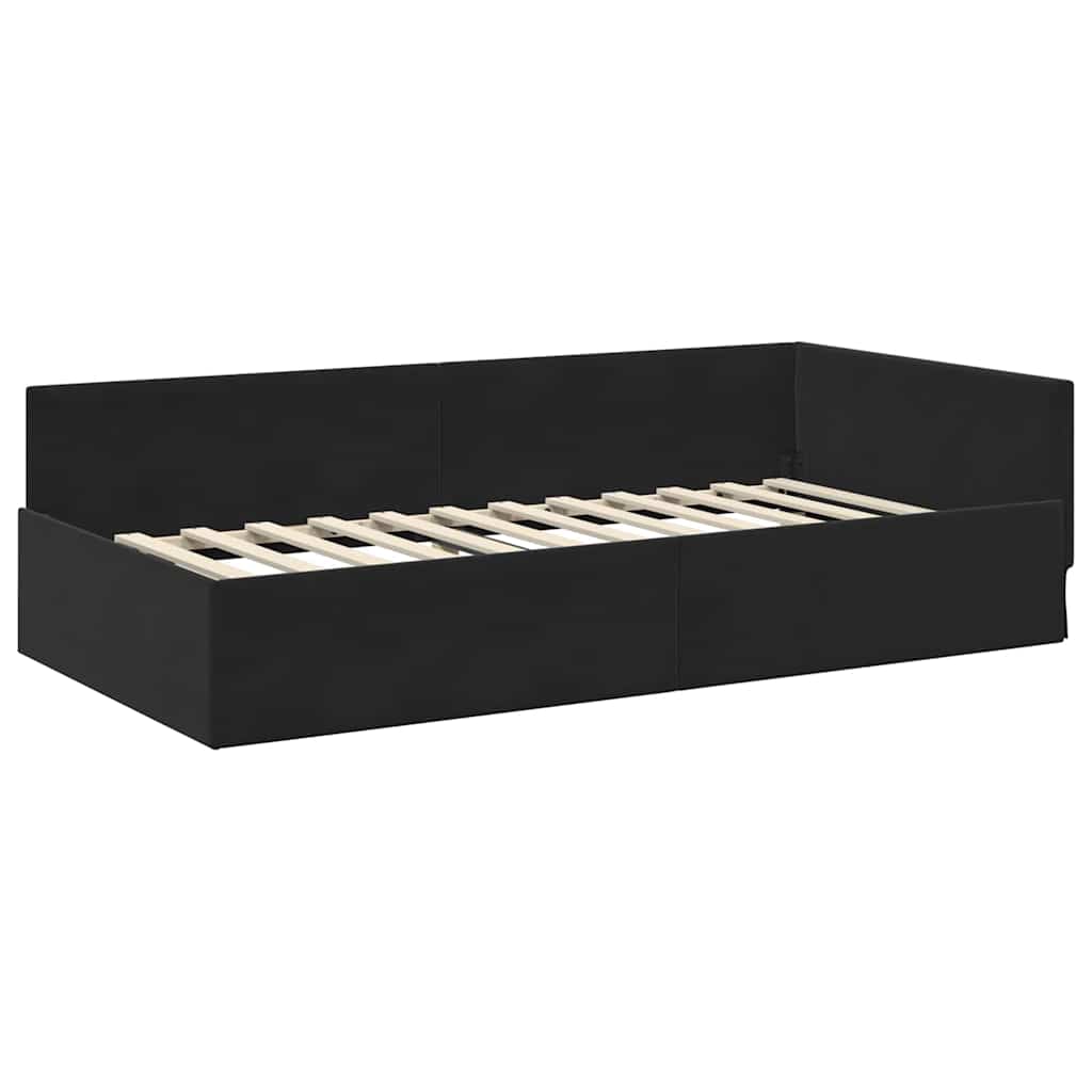 vidaXL Κρεβάτι γωνίας με στρώμα Άλλο με κεφαλάρι 2 pcs Μαύρο Βελούδο