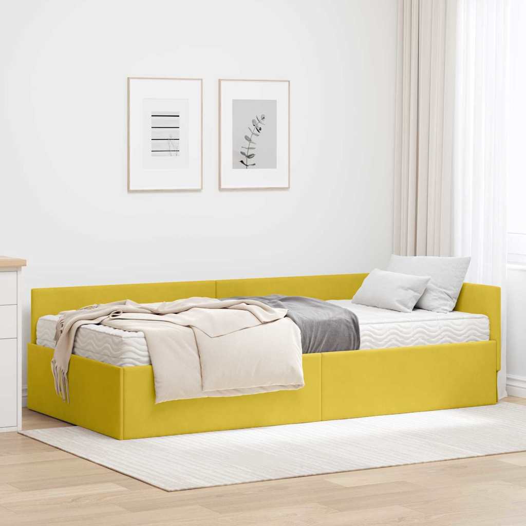 vidaXL Κρεβάτι γωνίας με στρώμα Άλλο με κεφαλάρι 2 pcs Κίτρινο Βελούδο