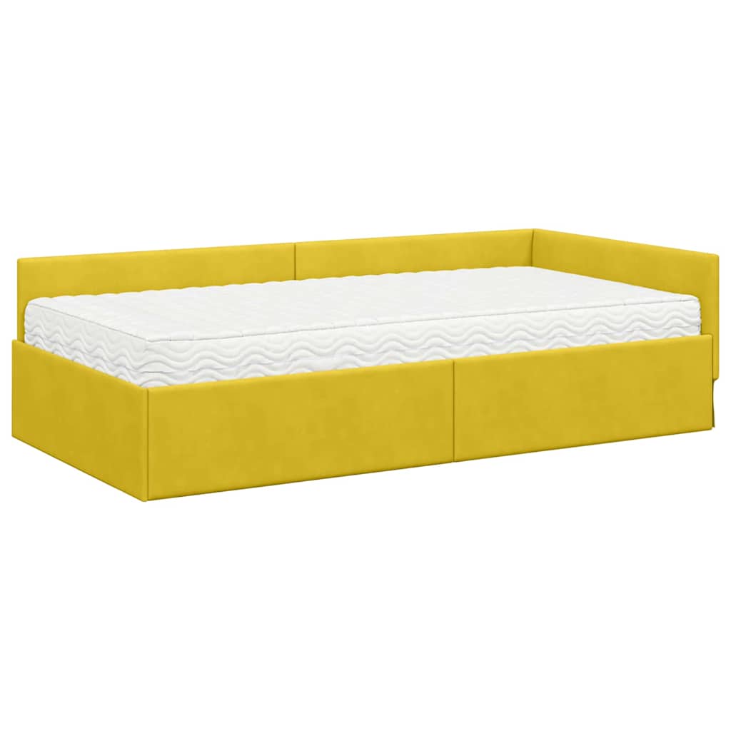 vidaXL Κρεβάτι γωνίας με στρώμα Άλλο με κεφαλάρι 2 pcs Κίτρινο Βελούδο