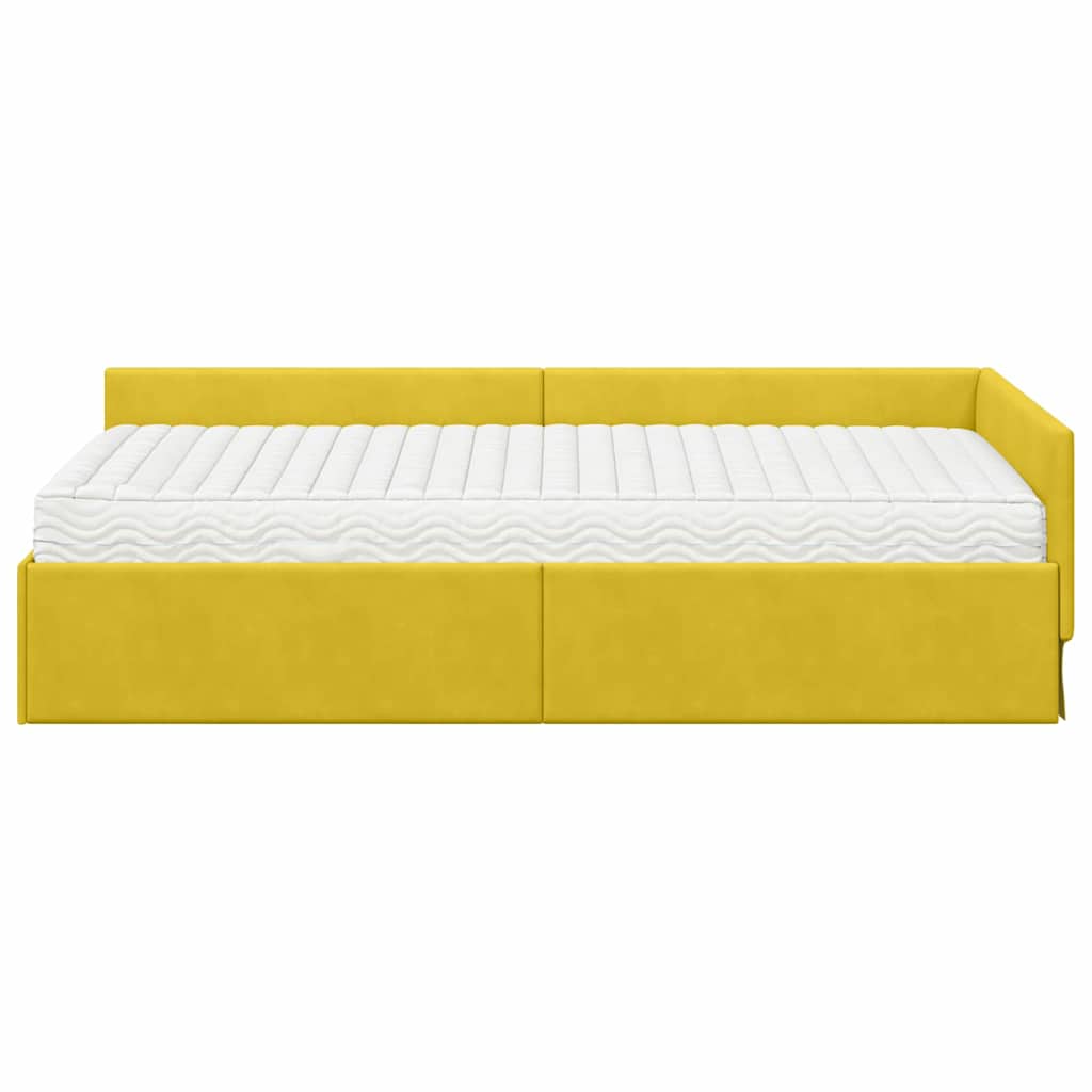 vidaXL Κρεβάτι γωνίας με στρώμα Άλλο με κεφαλάρι 2 pcs Κίτρινο Βελούδο