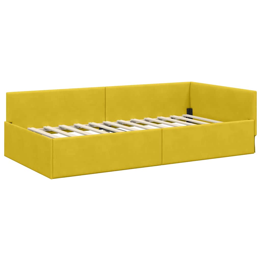 vidaXL Κρεβάτι γωνίας με στρώμα Άλλο με κεφαλάρι 2 pcs Κίτρινο Βελούδο