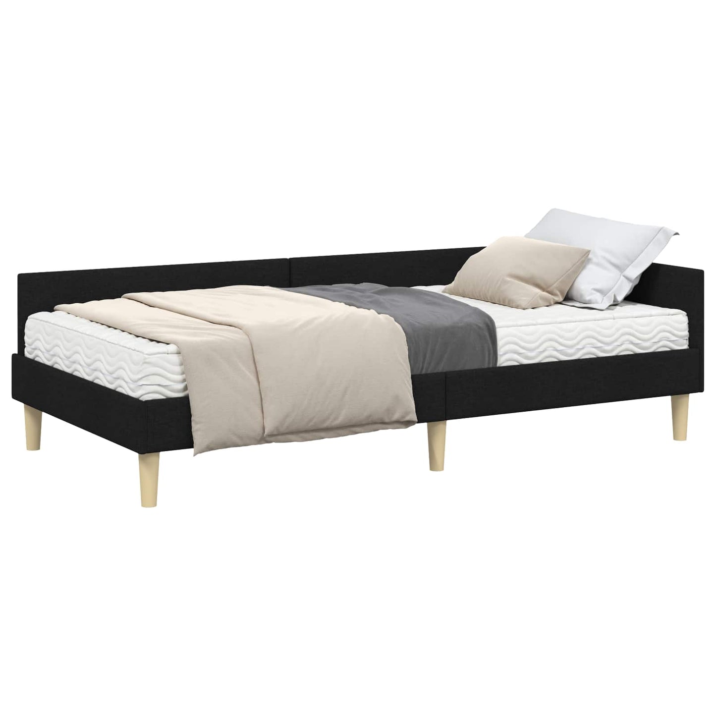 vidaXL Κρεβάτι γωνίας με στρώμα με στρώμα 2 pcs Πράσινο ύφασμα