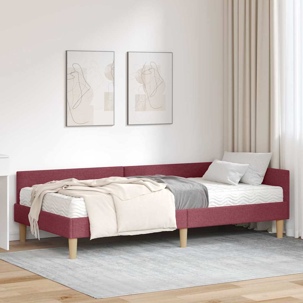 vidaXL Κρεβάτι γωνίας με στρώμα με στρώμα 2 pcs Γκρι ύφασμα