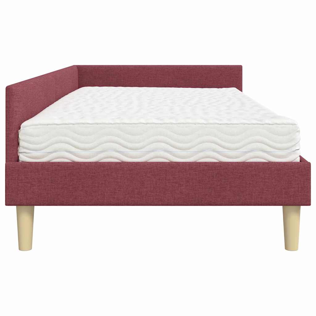 vidaXL Κρεβάτι γωνίας με στρώμα με στρώμα 2 pcs Γκρι ύφασμα