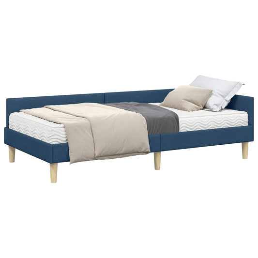 vidaXL Κρεβάτι γωνίας με στρώμα με στρώμα 2 pcs Μπλε ύφασμα