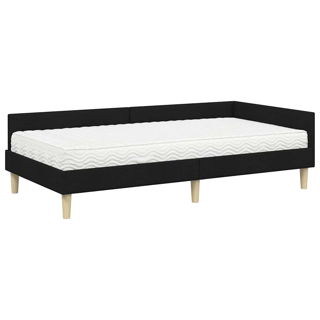vidaXL Κρεβάτι γωνίας με στρώμα με στρώμα 2 pcs Πράσινο ύφασμα