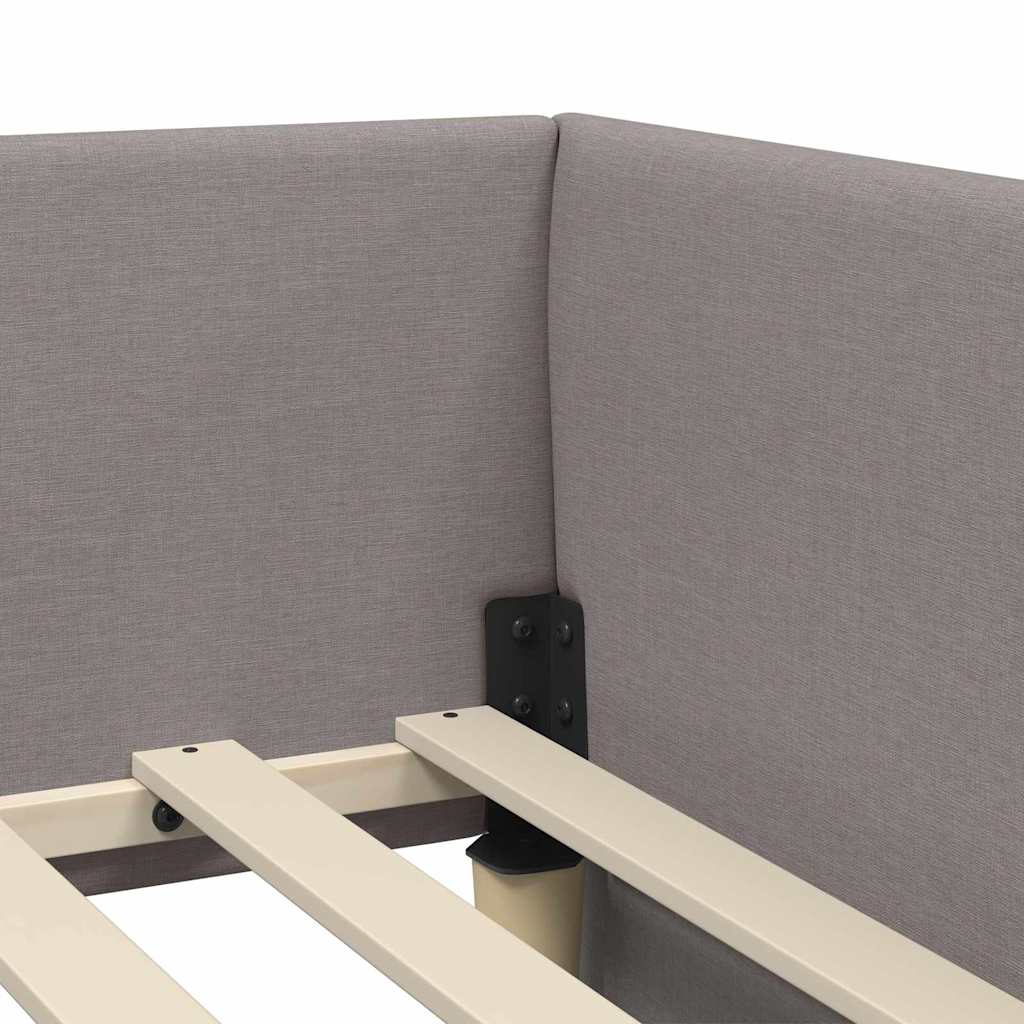 vidaXL Κρεβάτι γωνίας με στρώμα με στρώμα 2 pcs Taupe ύφασμα