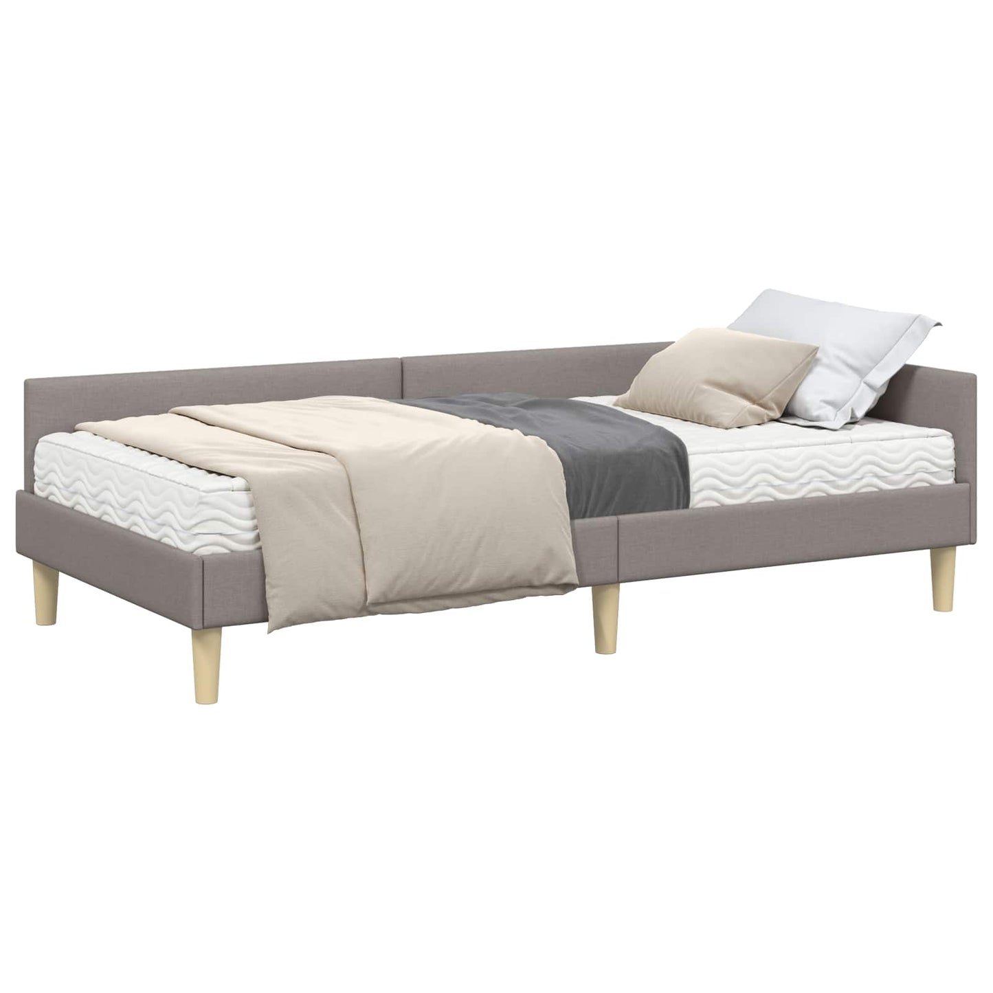 vidaXL Κρεβάτι γωνίας με στρώμα με στρώμα 2 pcs Taupe ύφασμα