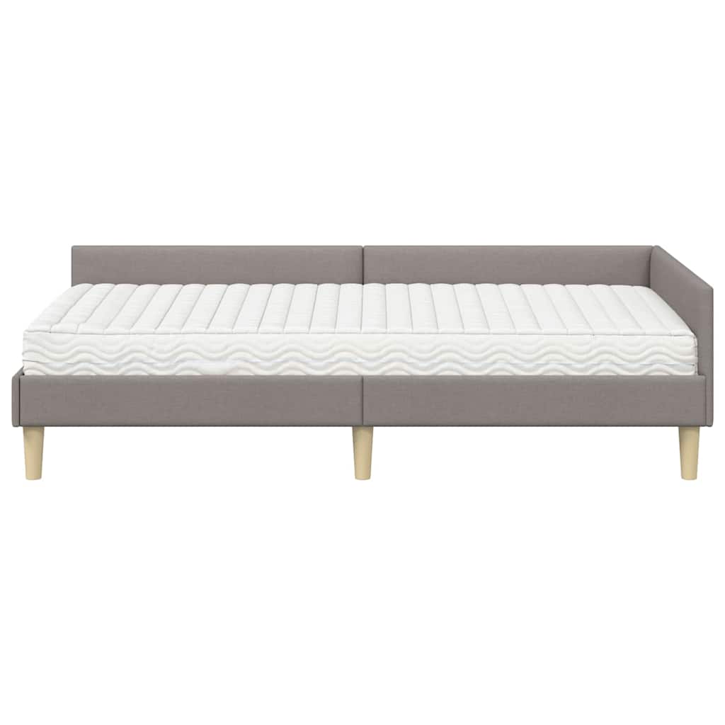 vidaXL Κρεβάτι γωνίας με στρώμα με στρώμα 2 pcs Taupe ύφασμα