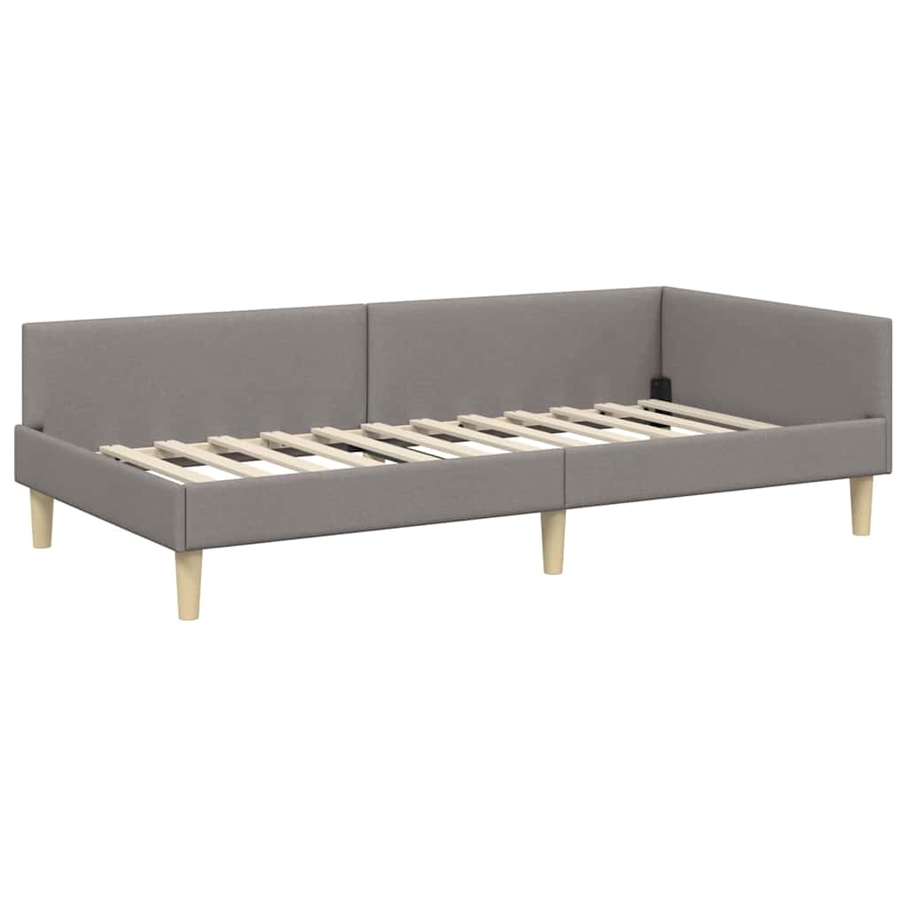 vidaXL Κρεβάτι γωνίας με στρώμα με στρώμα 2 pcs Taupe ύφασμα