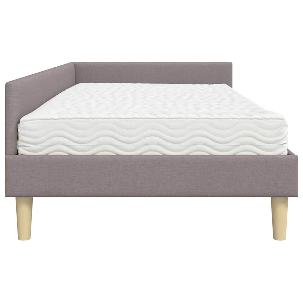 vidaXL Κρεβάτι γωνίας με στρώμα με στρώμα 2 pcs Taupe ύφασμα