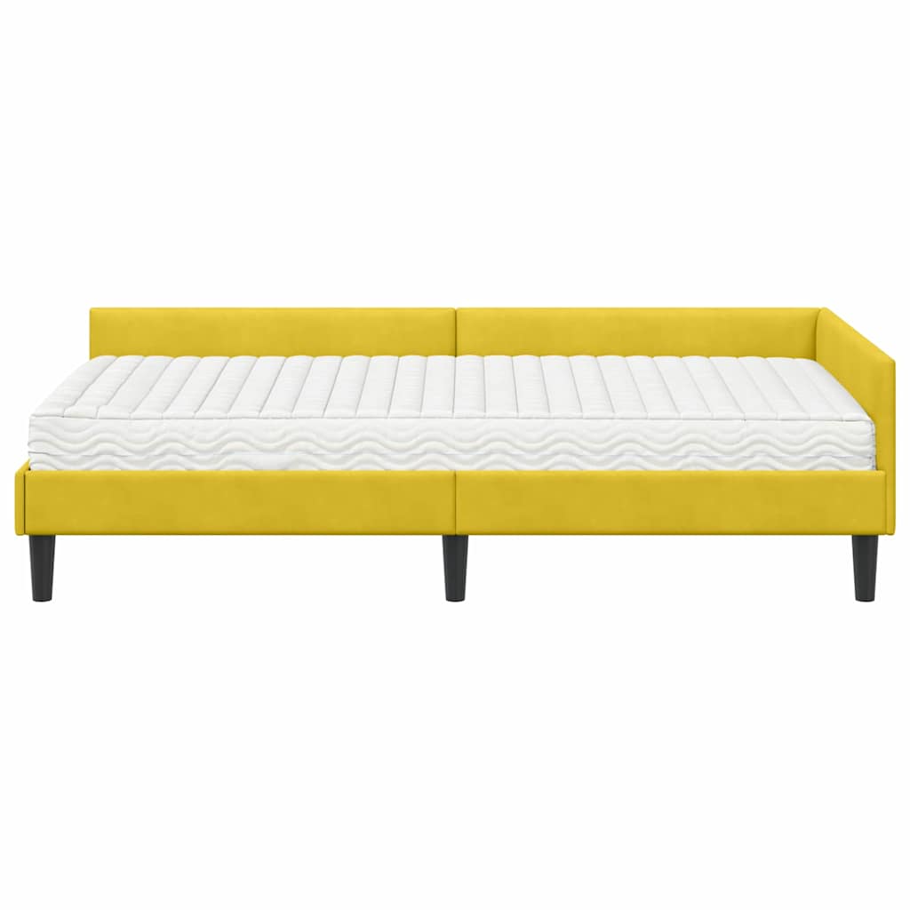 vidaXL Κρεβάτι γωνίας με στρώμα Άλλο με κεφαλάρι 2 pcs Κίτρινο Βελούδο