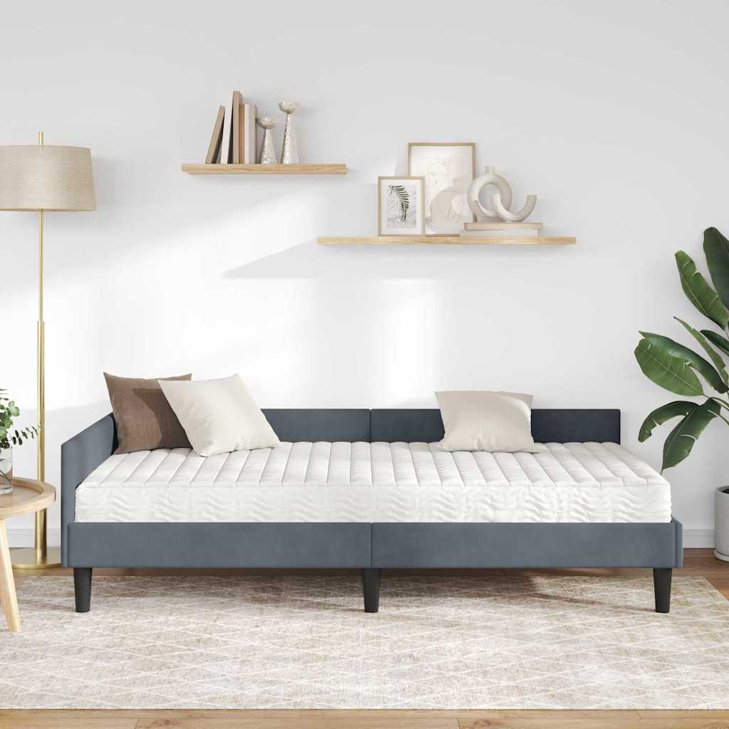 vidaXL Κρεβάτι γωνίας με στρώμα Άλλο με κεφαλάρι 2 pcs Γκρι Βελούδο
