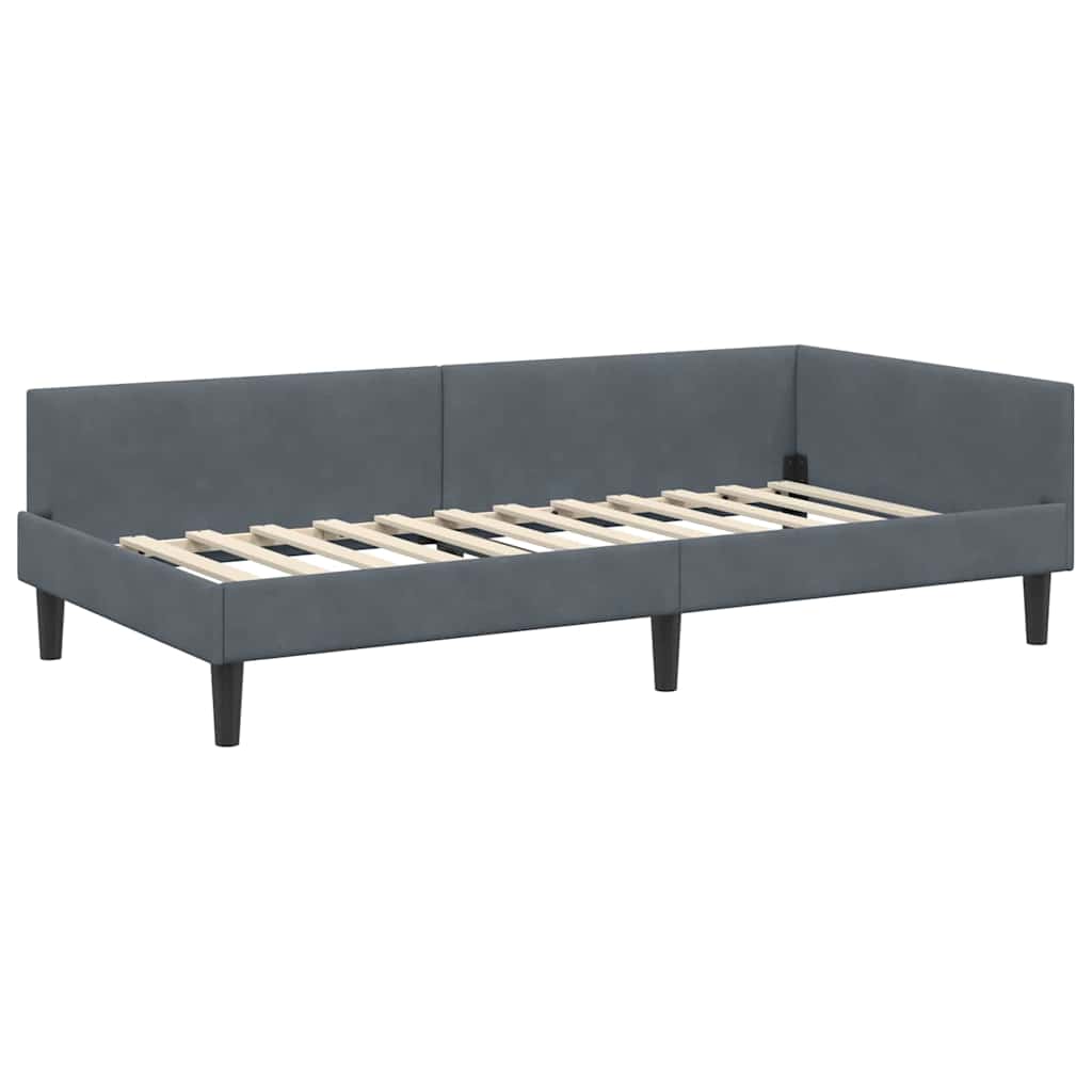 vidaXL Κρεβάτι γωνίας με στρώμα Άλλο με κεφαλάρι 2 pcs Γκρι Βελούδο