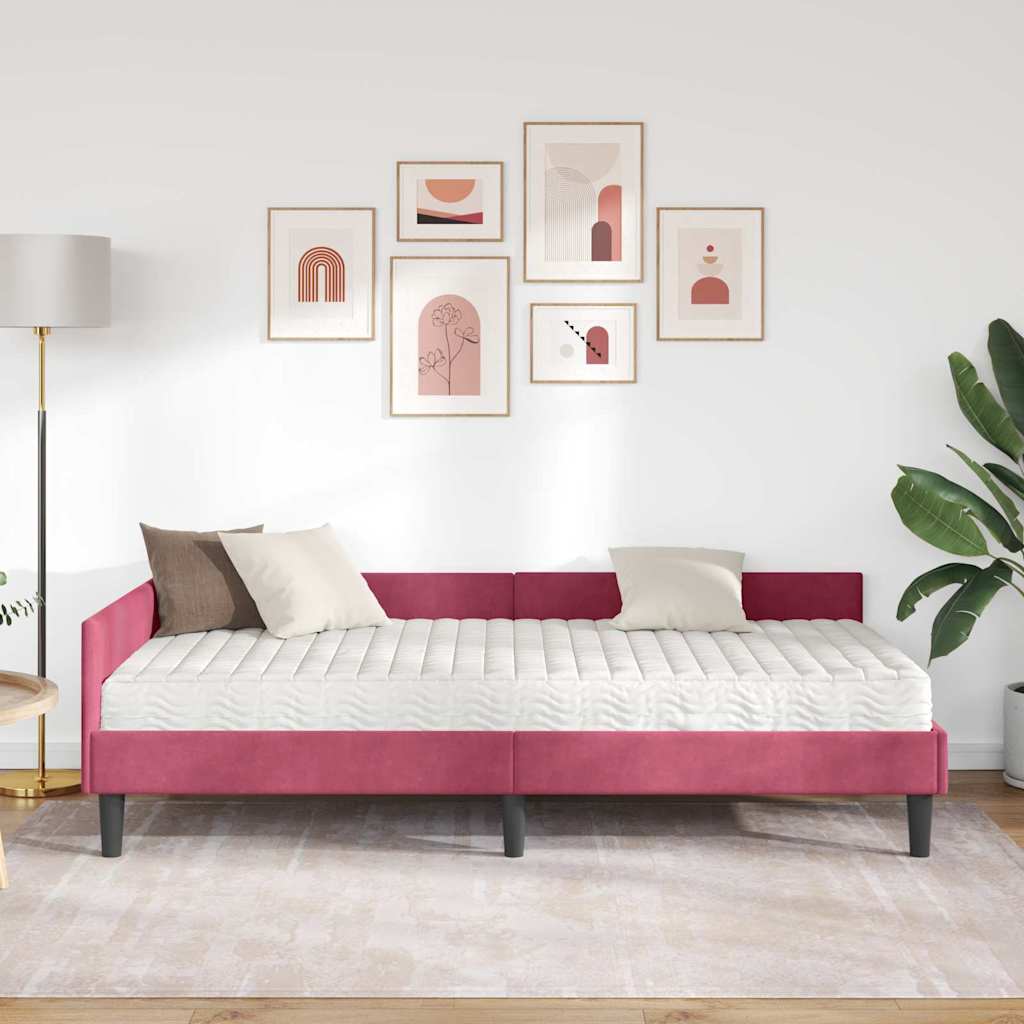 vidaXL Κρεβάτι γωνίας με στρώμα Άλλο με κεφαλάρι 2 pcs Πράσινο Βελούδο