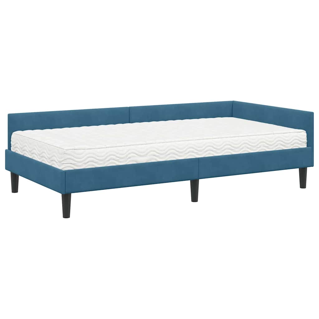 vidaXL Κρεβάτι γωνίας με στρώμα Άλλο με κεφαλάρι 2 pcs Μπλε Βελούδο