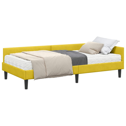 vidaXL Κρεβάτι γωνίας με στρώμα Άλλο με κεφαλάρι 2 pcs Κίτρινο Βελούδο