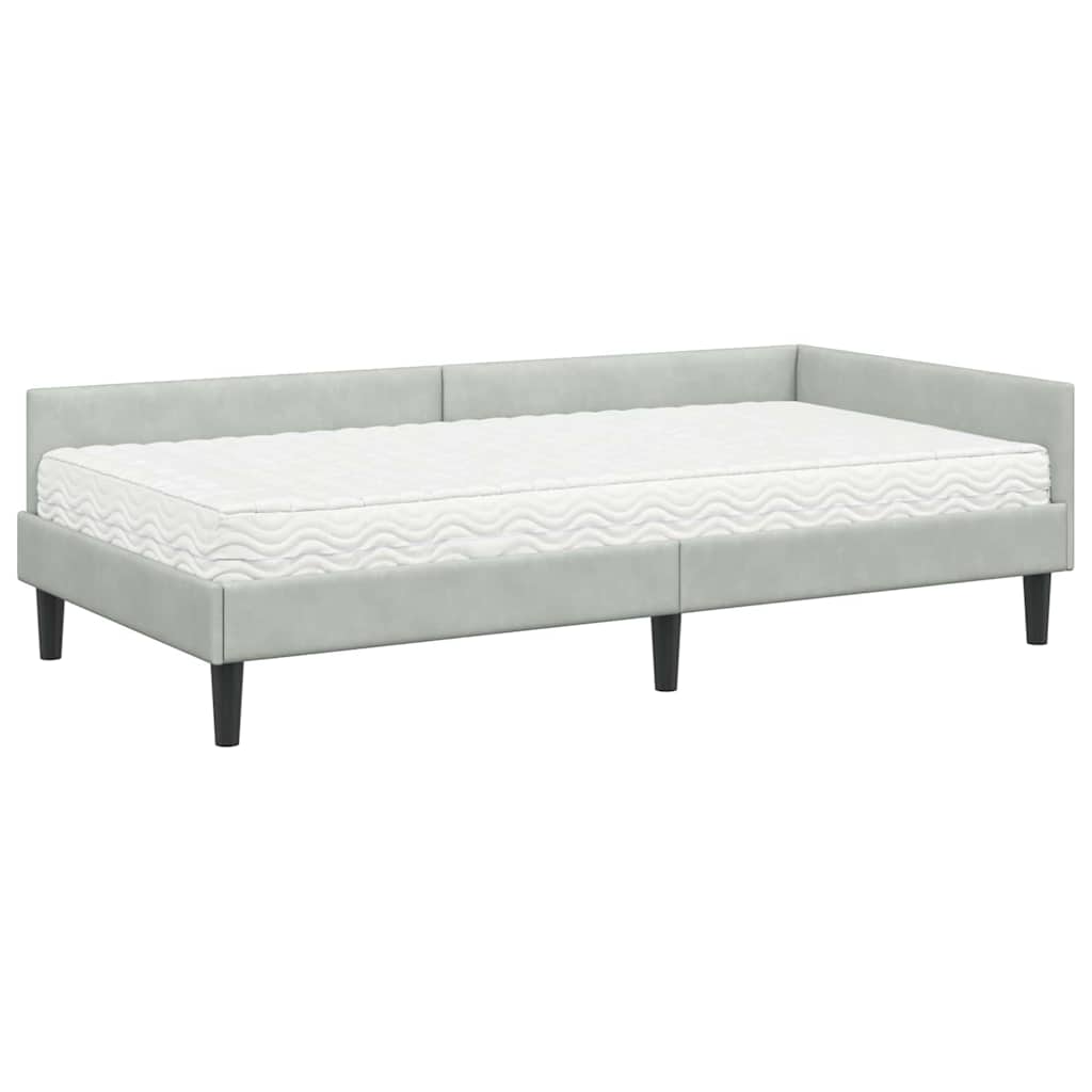 vidaXL Κρεβάτι γωνίας με στρώμα Άλλο 2 pcs Ανοιχτό γκρι Βελούδο