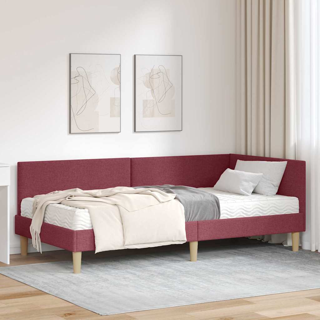 vidaXL Κρεβάτι γωνίας με στρώμα Άλλο με κεφαλάρι 2 pcs Γκρι ύφασμα
