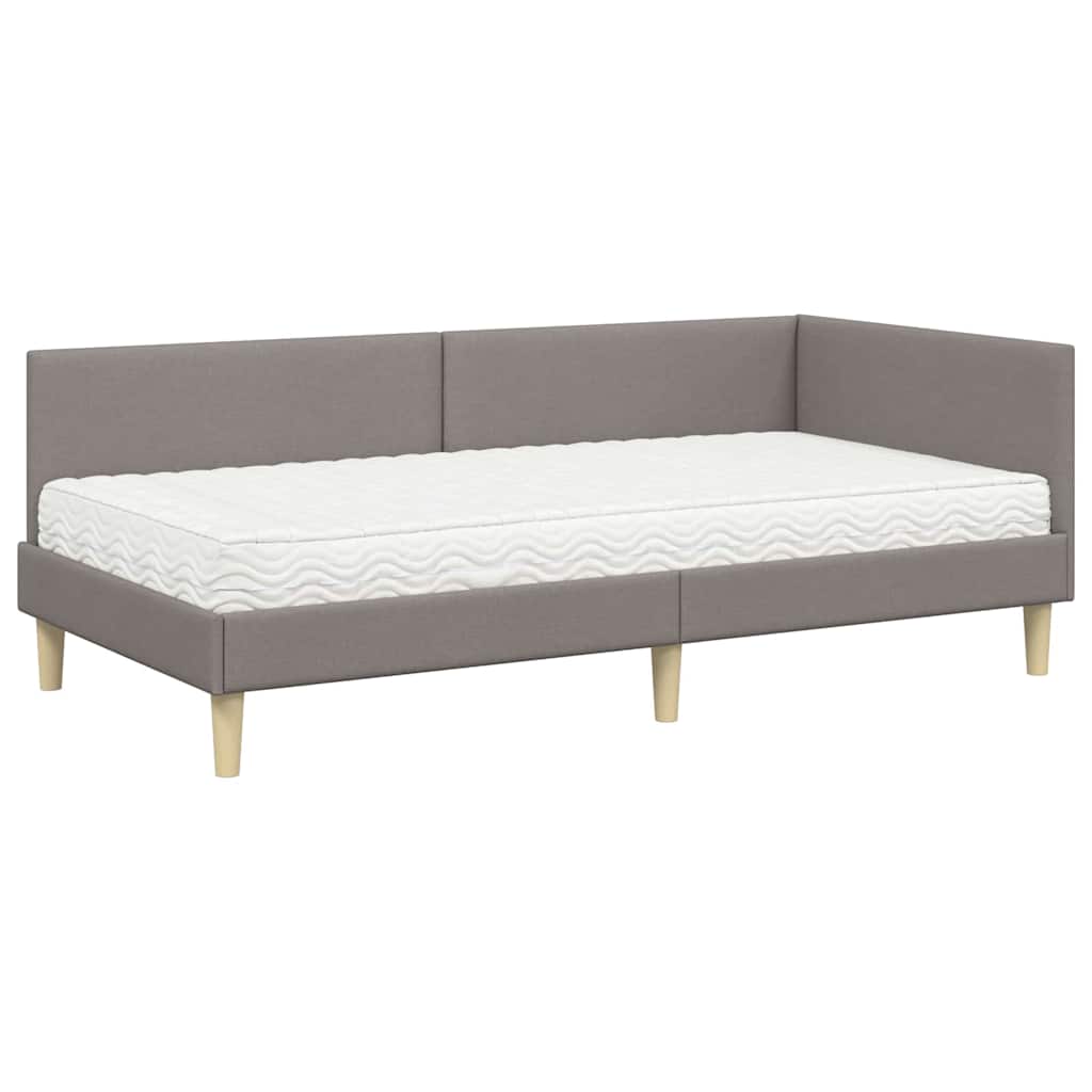 vidaXL Κρεβάτι γωνίας με στρώμα Άλλο με κεφαλάρι 2 pcs Taupe ύφασμα