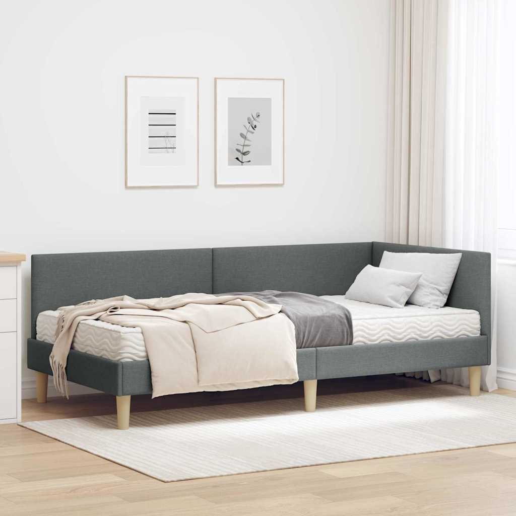 vidaXL Κρεβάτι γωνίας με στρώμα Άλλο με κεφαλάρι 2 pcs Γκρι ύφασμα