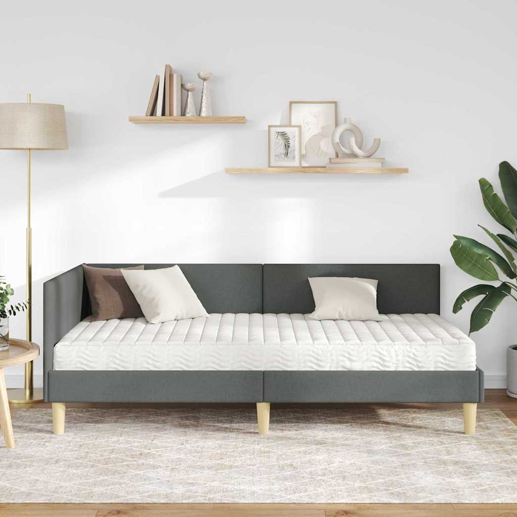 vidaXL Κρεβάτι γωνίας με στρώμα Άλλο με κεφαλάρι 2 pcs Γκρι ύφασμα
