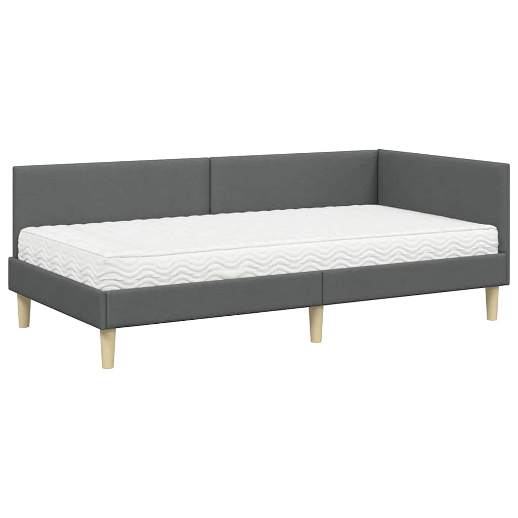 vidaXL Κρεβάτι γωνίας με στρώμα Άλλο με κεφαλάρι 2 pcs Γκρι ύφασμα
