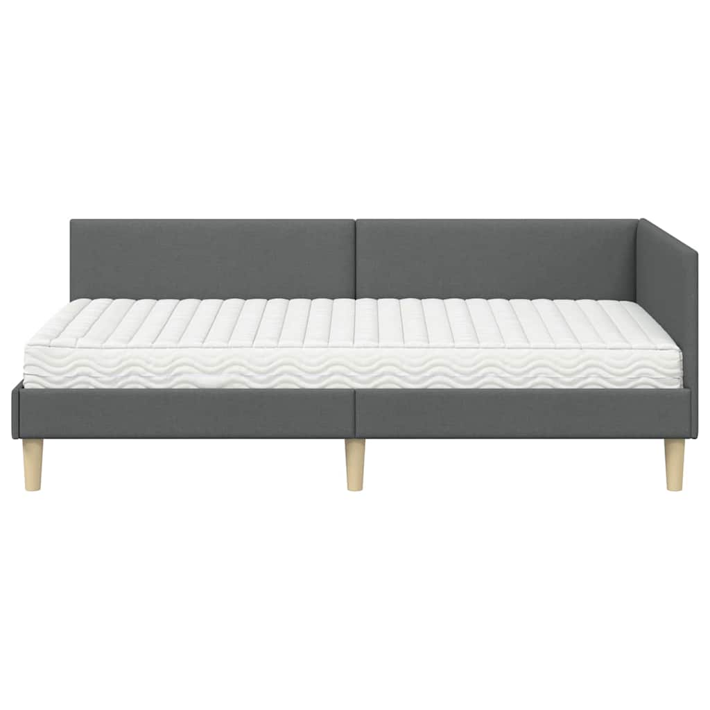 vidaXL Κρεβάτι γωνίας με στρώμα Άλλο με κεφαλάρι 2 pcs Γκρι ύφασμα