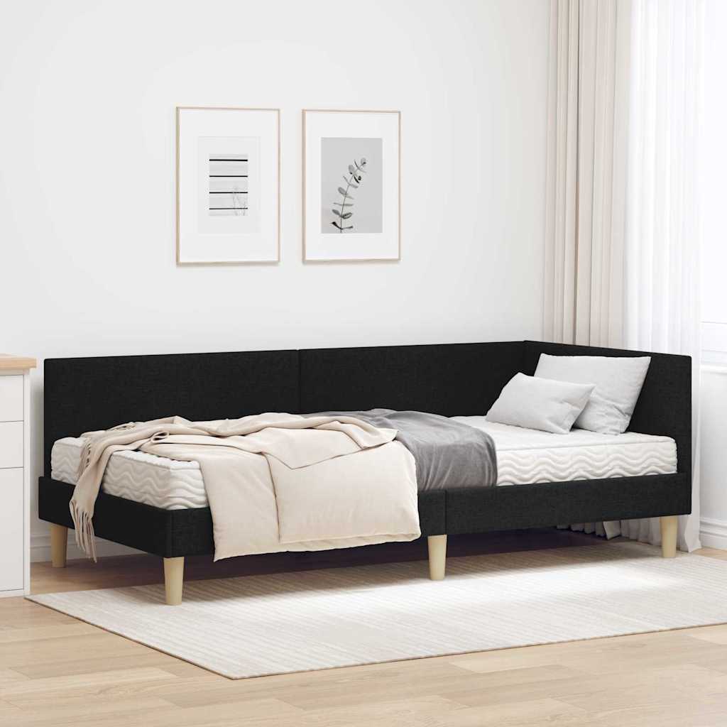 vidaXL Κρεβάτι γωνίας με στρώμα Άλλο με κεφαλάρι 2 pcs Πράσινο ύφασμα