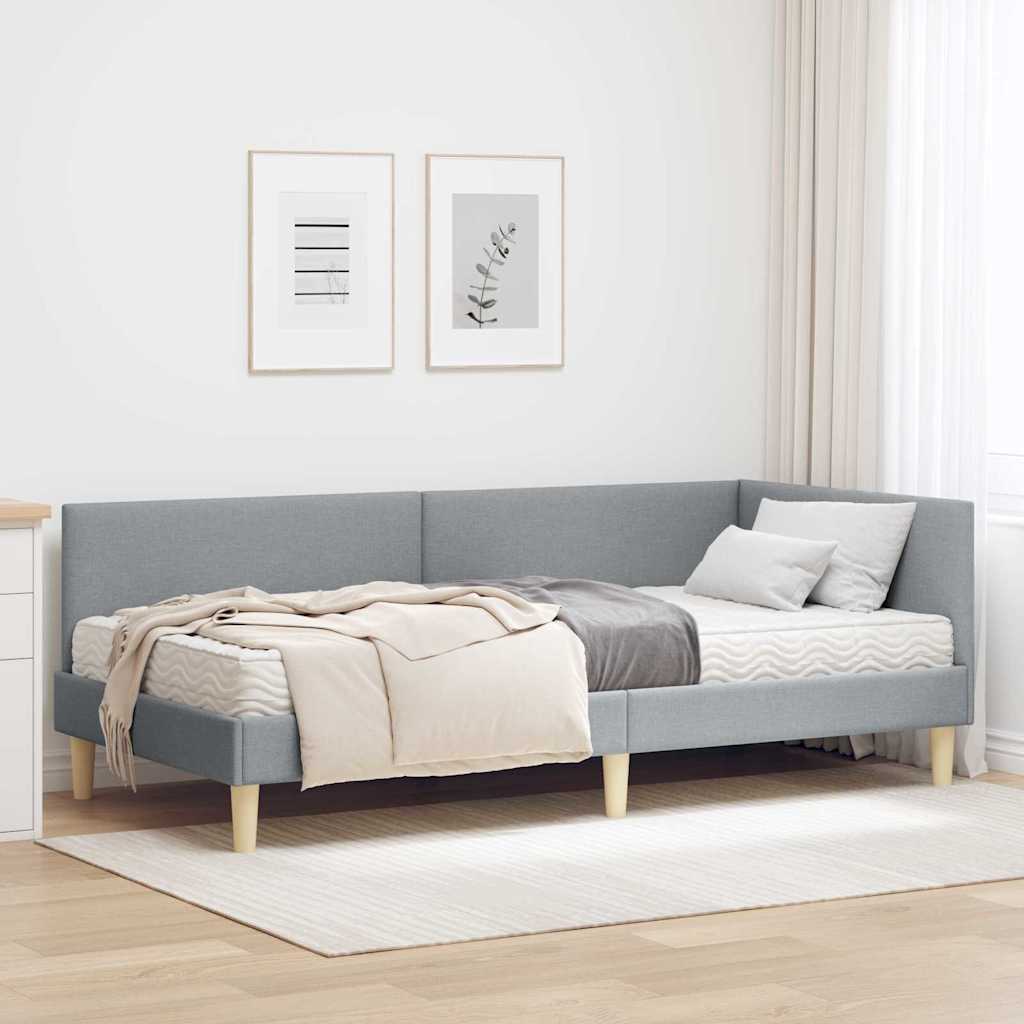 vidaXL Κρεβάτι γωνίας με στρώμα Άλλο 2 pcs Ανοιχτό γκρι ύφασμα