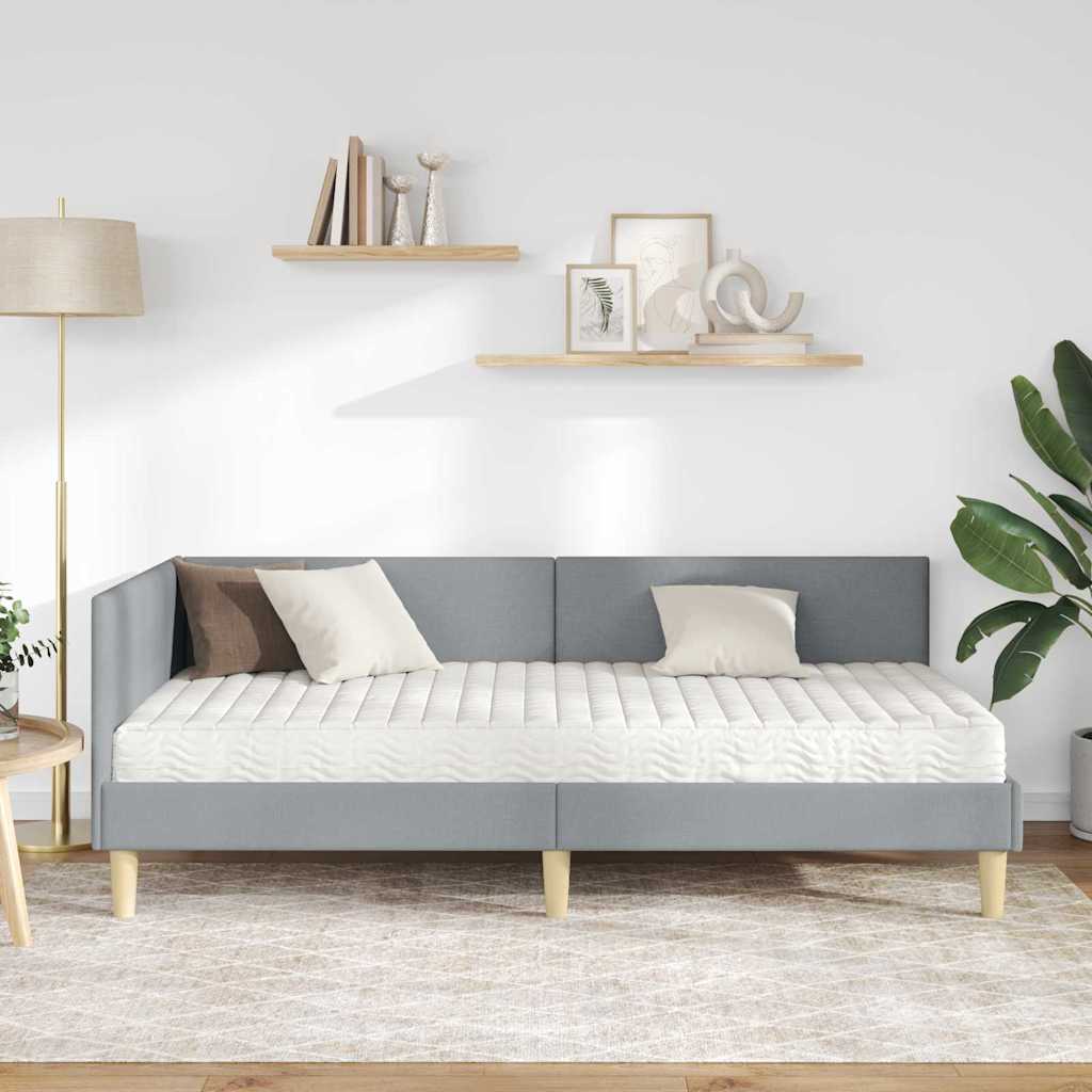 vidaXL Κρεβάτι γωνίας με στρώμα Άλλο 2 pcs Ανοιχτό γκρι ύφασμα