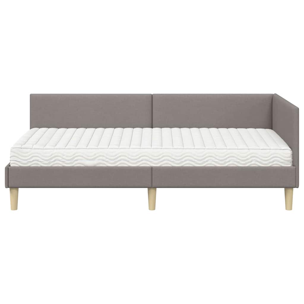 vidaXL Κρεβάτι γωνίας με στρώμα Άλλο με κεφαλάρι 2 pcs Taupe ύφασμα